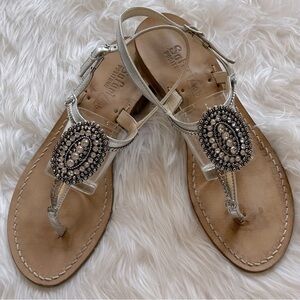 Safari Club Positano Genuine Italian Leather Embellished Sandals Womens Size 8.5
